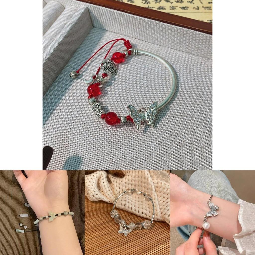 Elegant New Chinese Style Butterfly Resin Bracelet Handmade Luxurious Design For Women