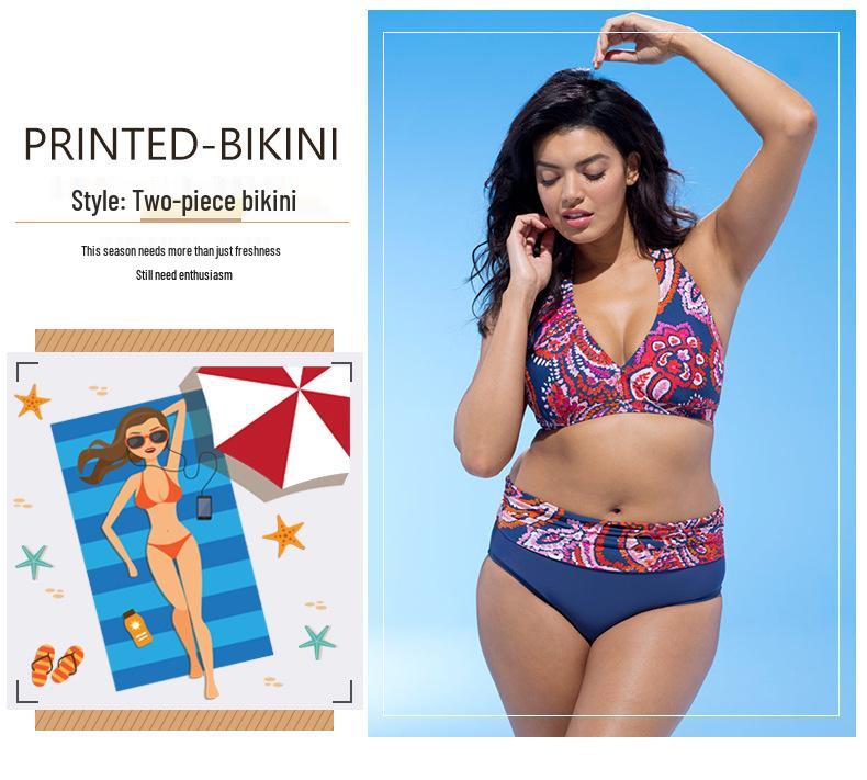 Europäischer & Amerikanischer Übergröße Sexy Print Bikini Set - Damen Zweiteiliger Badeanzug