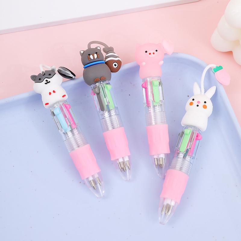 Entzückender Tierkopf Mini-Kugelschreiber in vier Farben - Schülergeschenk Schreibwaren.
