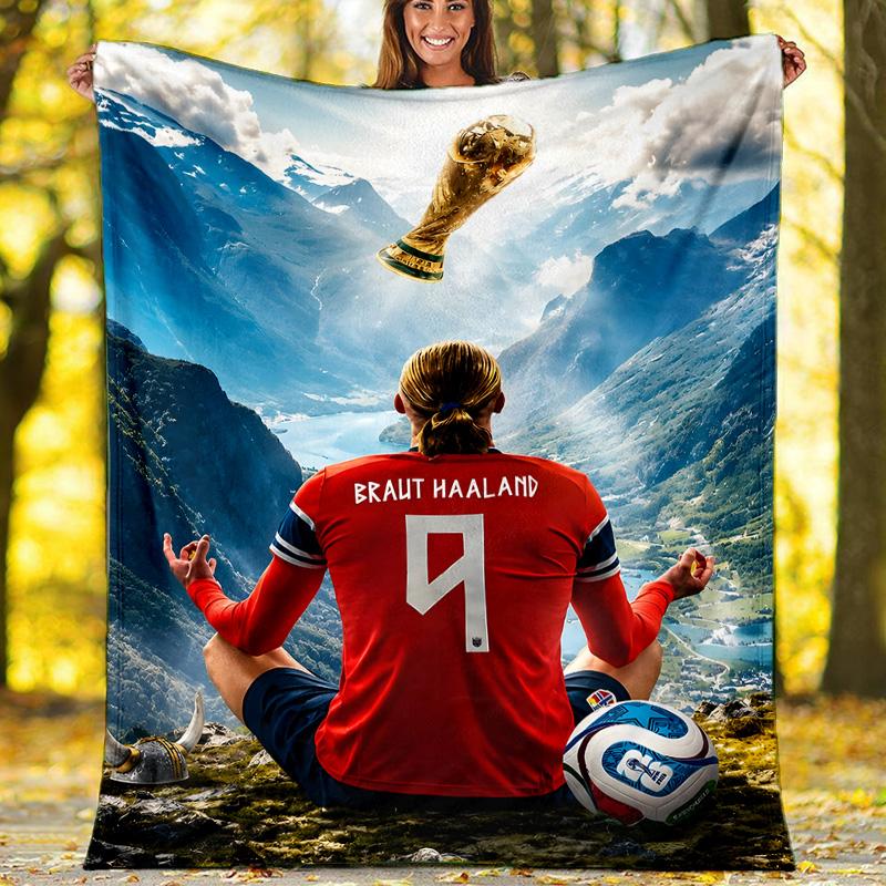 1pc Haaland11 Theme Blanket - Digital Print, Polyester, Cozy for All Seasons, Perfect for Outdoor, and Travel