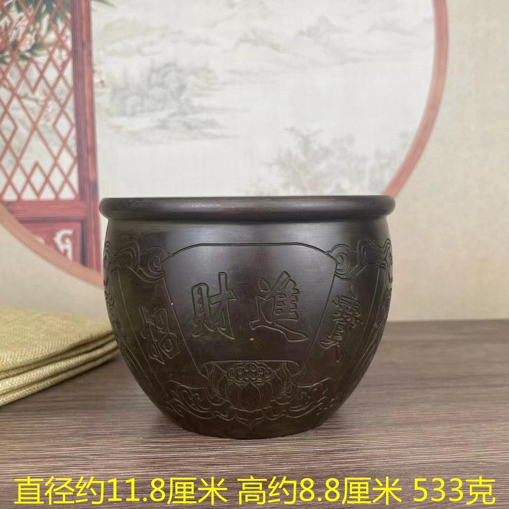 "Hundred Blessings" Rice Jar, Auspicious and Prosperous Solid Brass Home Living Room Tabletop Ornament Decorative Craft Co