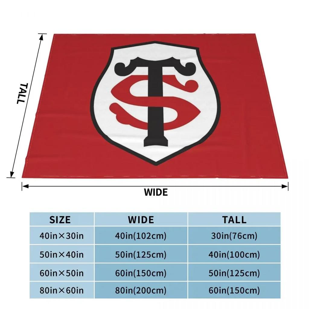 Icon Stade Toulousain Fleece Throw Blanket Rugby Club Blanket for Bedding Couch Soft Bedspread