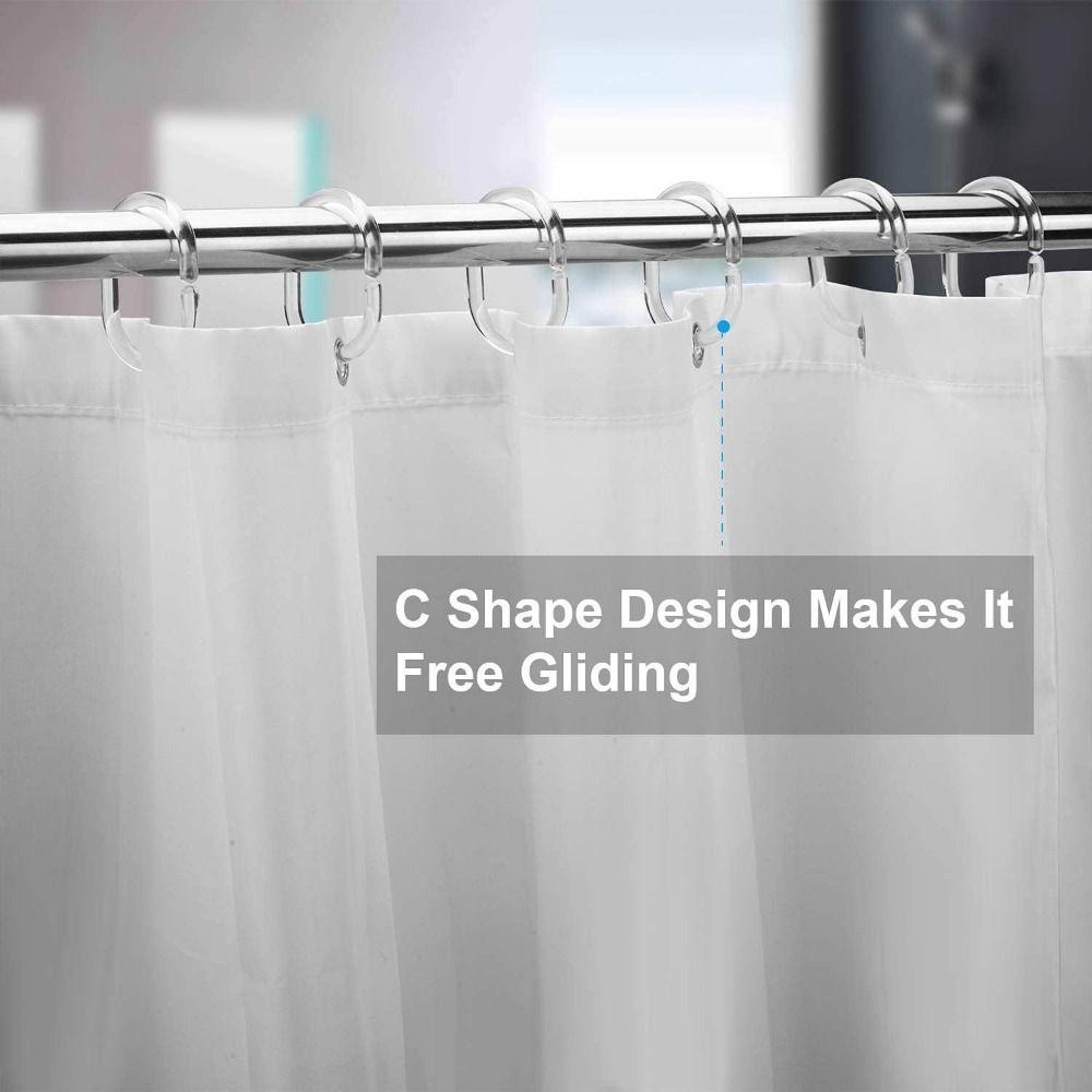 24Pcs Clear Shower Curtain Rings Removable Shower Curtain Hooks  Shower Installation