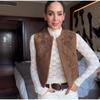 Vintage Solid Color Women Coat Vest Fashion O-neck Sleeveless Embroidery Female Coats 2025 Spring Autumn Urban Lady Streetwear