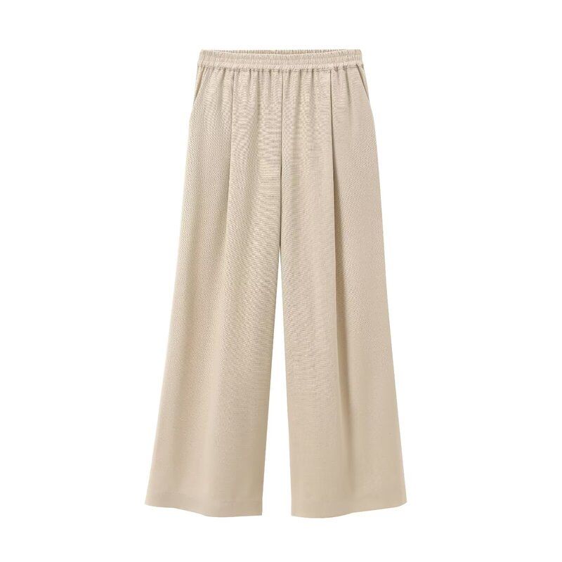 Fashion Style Fancy Shirt Casual Wide Leg Pants Linen