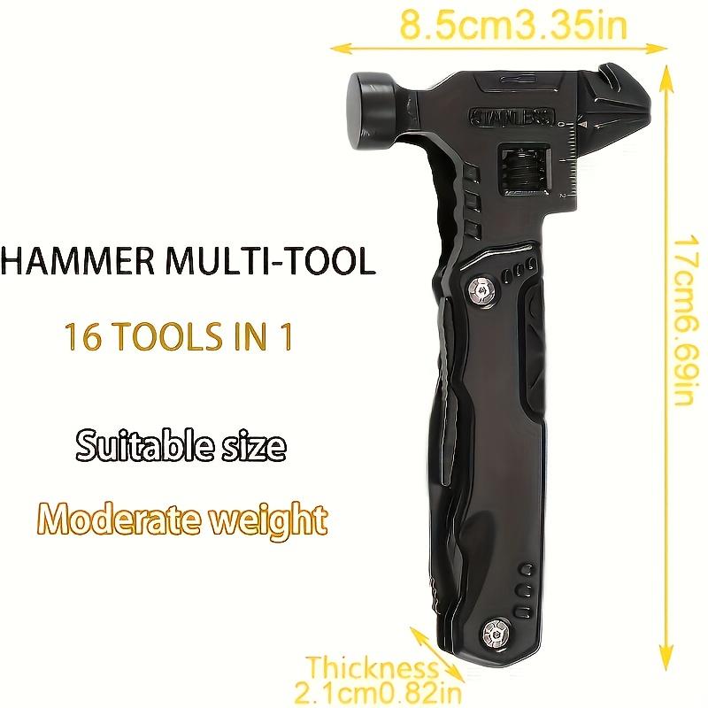 Unealtă Multifuncțională 16-în-1 - Unealtă Multifuncțională Compactă de Supraviețuire DIY cu Șurubelniță, Deschizător de Sticle/Cheie, Cuțit, Cheie Reglabilă, Ciocan Unealtă Multifuncțională
