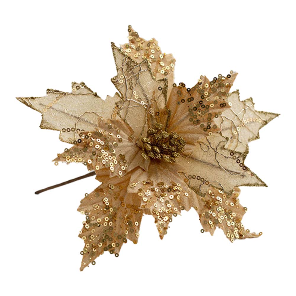 Beautiful 25cm Glitter Flower Poinsettia for Xmas Party Decoration