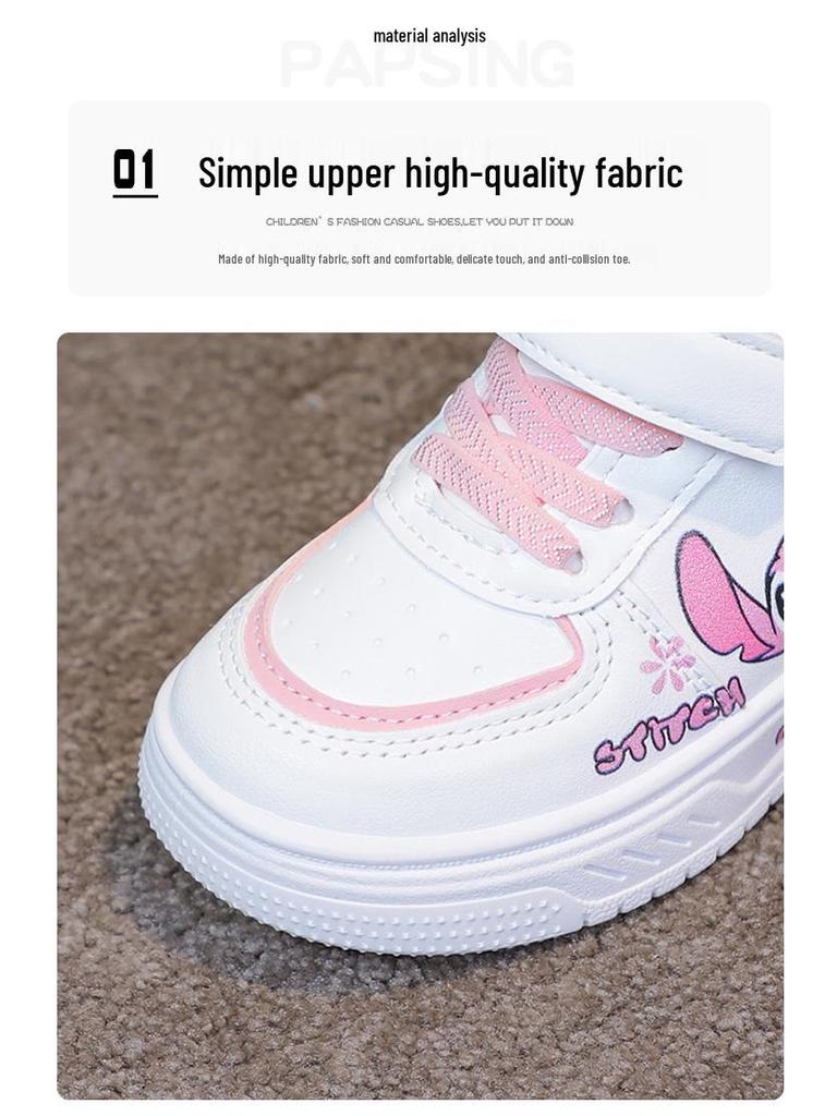 Atmungsaktive High-Top Cartoon-Skateschuhe für Kleinkinder und Mädchen, Leichte und lässige weiße Sneaker