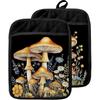 Mushroom Floral Pot Holders with Pockets, Enchanted Forest Cottagecore Botanical Mushroom Oven Pot Holders Heat Resistant Oven Mitts Hot Pads for