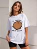 Cute Potato Pattern No Thoughts Only Potato Cartoon Printed T Shirt for Women Round Neck Top Short Sleeved Summer Casual T Shirt