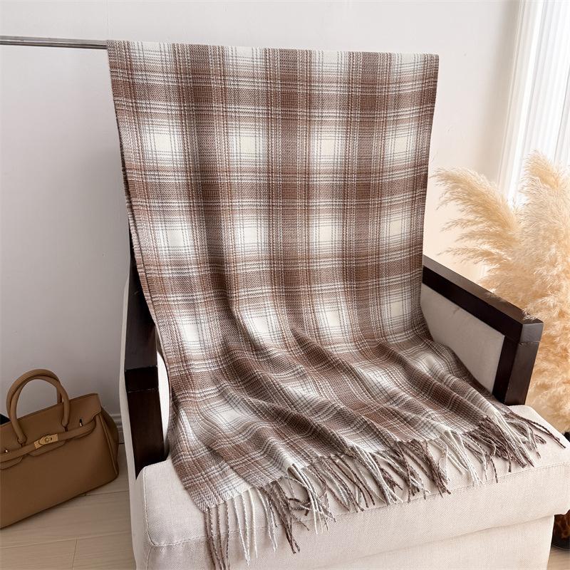 

62*200Cm Imitation Cashmere Stripe Plaid Women Men Scarf Shawl Winter Pashmina Warm Wrap Foulard Neckerchief 62x200cm