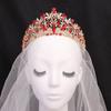 Beauty Pageant Baroque Bridal Crown Red Crystal Alloy Electroplated Wedding Headband Hair Accessories