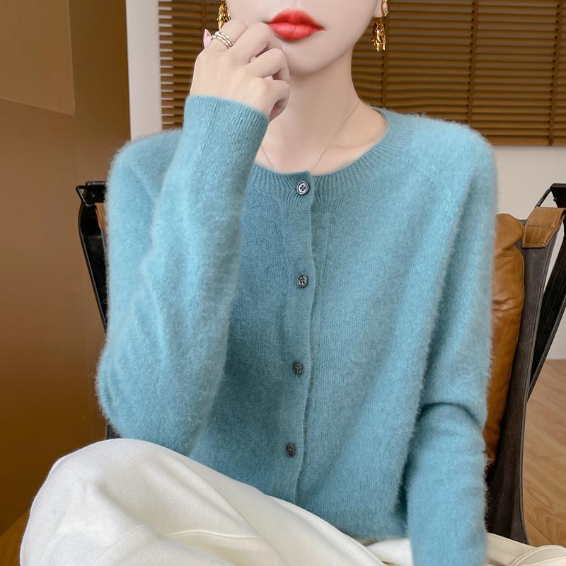 Qinghe Cashmere Women's 30% Cashmere Cardigan - Soft & Warm Wool Blend Sweater