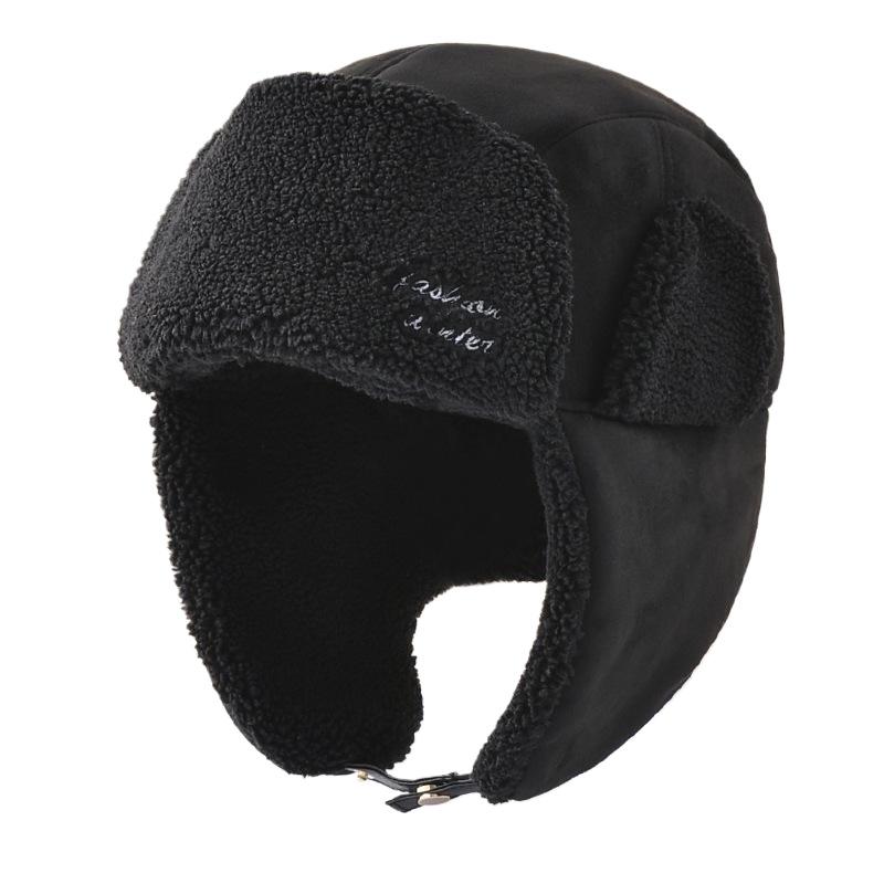 Hat Korean version men's splicing lamb wool thickened Lei Feng hat winter skiing windproof warm hat women