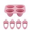 Baby Silicone Popsicle Mold with Handles 4-Cavity Mini Ice Cream Mold for Teething Relief Freezing Treats Maker for Toddlers Kids