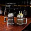 Large Capacity Beer Mugs For Outdoors Use With Retro Woodgrain Finish Nonrust Steel Insulated Cup Thermal Resin Construction