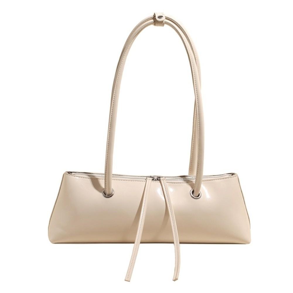 

Sweet PU Shoulder Bag Solid Color Texture Underarm Bags Portable French Stick Handbag Work бежевый