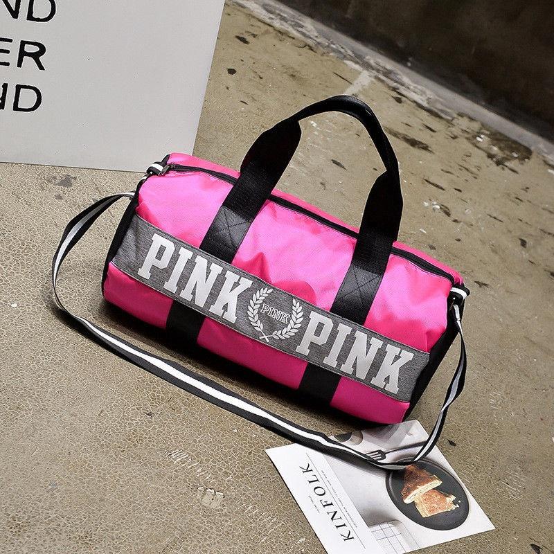 Victoria's Pink Różowa Płócienna Torba Duffle na Jogę o Ponadczasowym Designie do Szkoły i na Siłownię