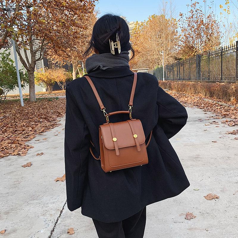 PU Leather Women's Small Backpack, Fashionable and Minimalist Soft Leather Backpack, Multi-purpose Bag, Vintage Trendy Cross-border