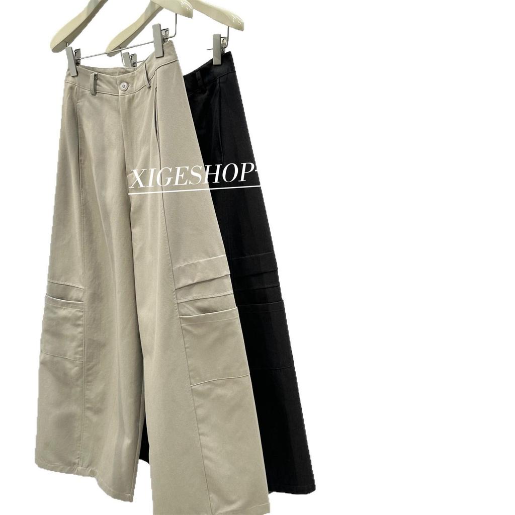 Autumn 2025 Korean-Style High-Waisted Slimming Cargo Pants for Women - Loose, Straight-Leg, Wide-Leg Casual Trousers