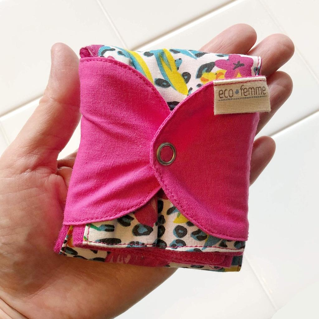 Foldable type set South Indian cloth napkins Washable organic cotton skin GOTS certified product 2-piece "Eco Femme" (with color)