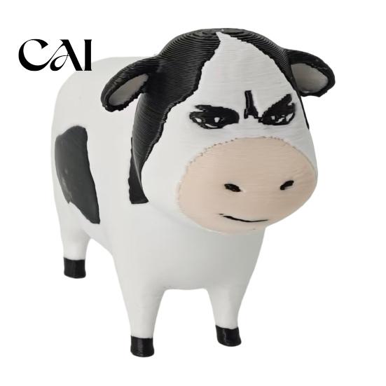 PLA Cow Decoration 3D Printed Dairy Figurine, Cartoon Cattle Statue for Desk Decor, Desktop Mini Sculpture Home Office, Gift Animal Lovers