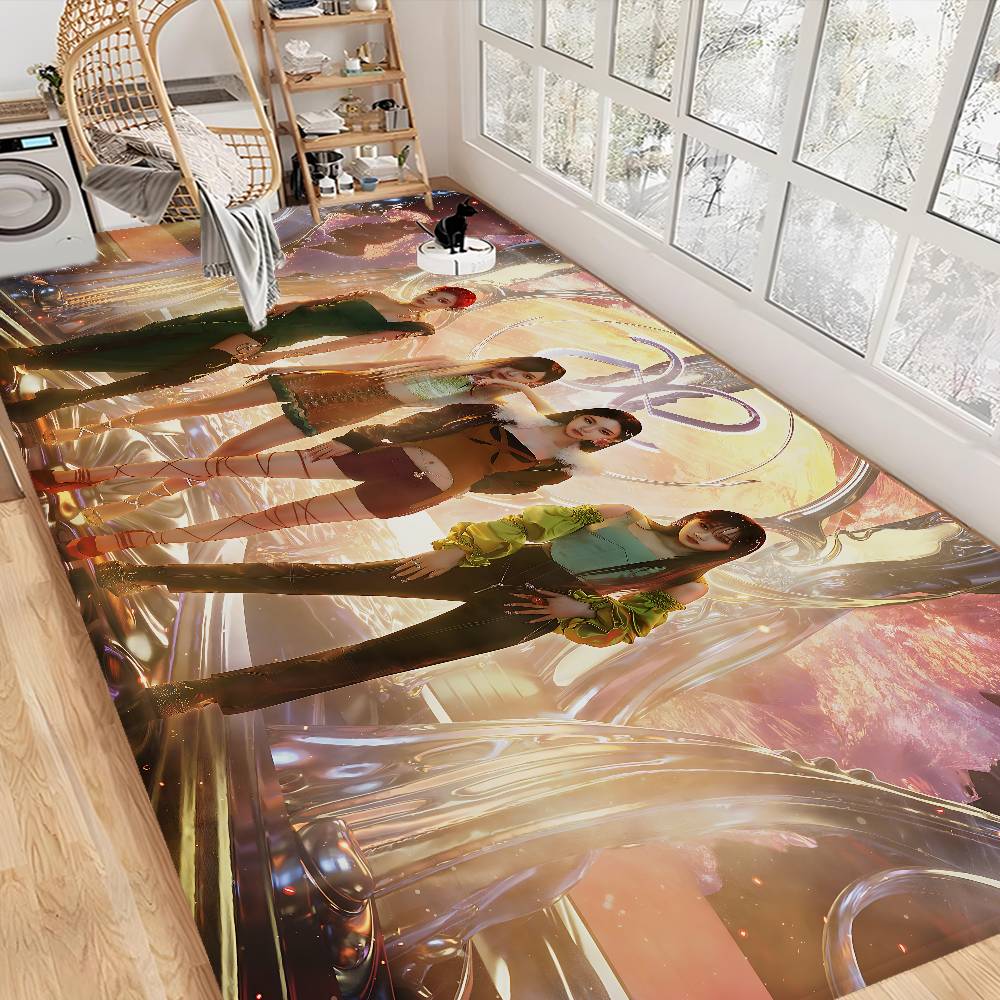 KPOP Korean Girl Group A-AespaS Floor Mat Non-Slip Laundry Room Mat Laundry Decor Balcony Child Living Room Household Carpets