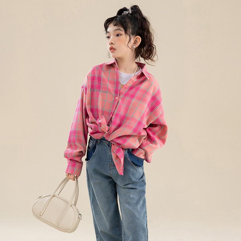 2025 Girls' Plaid Shirt: Trendy Spring & Autumn Fashion for Kids