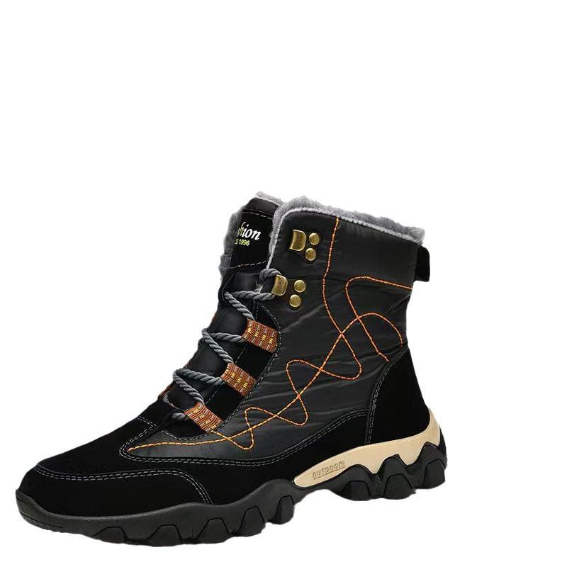 Sněhule pánské boty vysoký pas vysoký svršek zimní sametové protiskluzové bavlněné boty zateplené teplé outdoorové turistické boty bavlněné boty