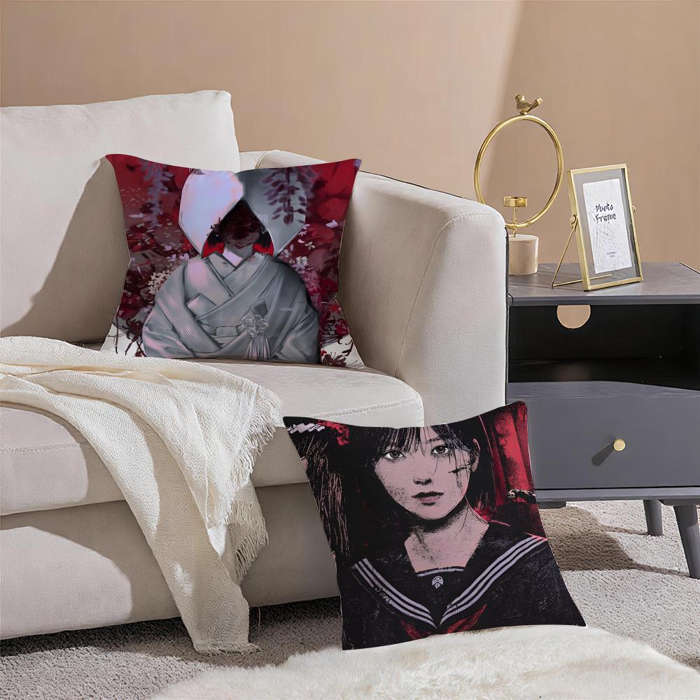Terrible SSILENT HILL F Game Cushion Cover Throw Pillow Cover Hidden Button Durable Polyester Chair Cushion