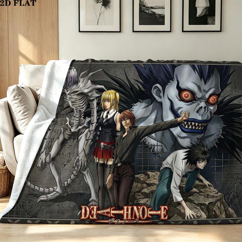 Anime DEATH NOTE Print Flannel Blanket High Quality Warm Comfortable Cover for All Seasons Perfect for Gifts Home Decor