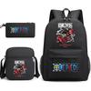 One Piece Luffy Anime Print Student Backpack Set 3 In 1 School Bag for Boys Girls with Pencil Case Tote Shoulder Bag