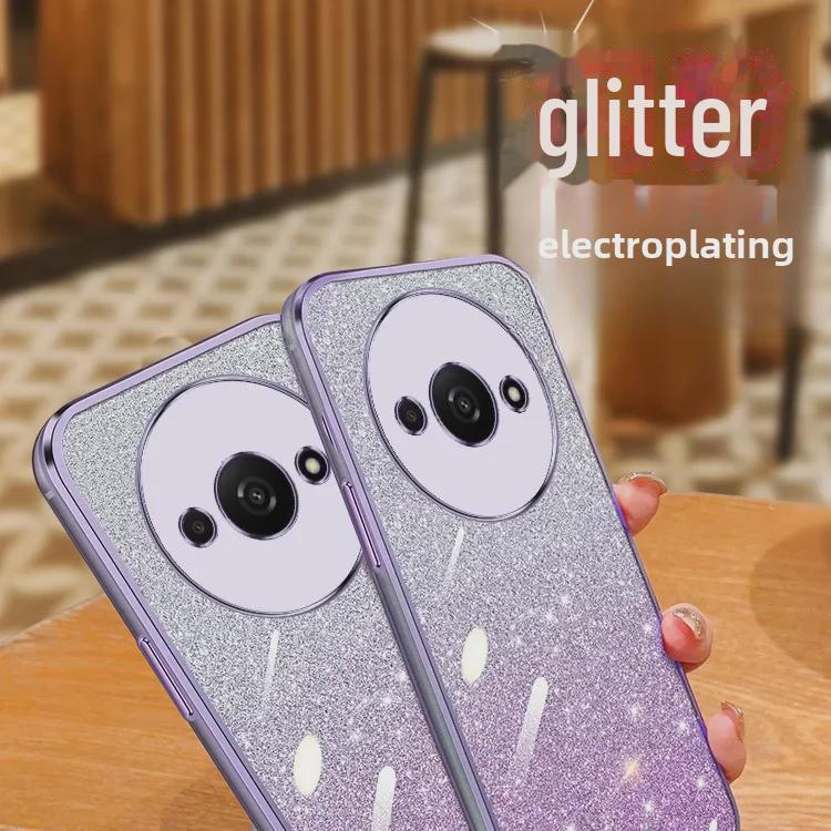 Transparent Glitter Electroplating TPU Silicone Case for Redmi A3 - Anti-Fall Protective Cover for Men and Women