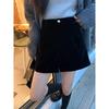 2025 Gold Velvet High Waist A-line Bootcut Shorts for Petite Sizes