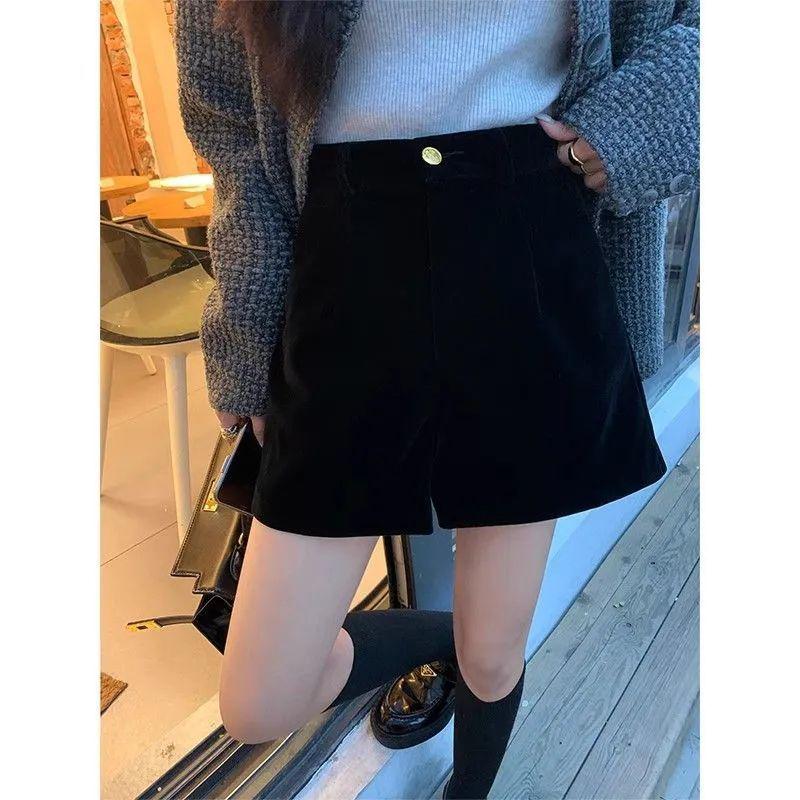 

Golden Velvet Coffee Women s Wide-Leg Shorts: Autumn/Winter 2025 Petite High-Waisted A-Line Bootcut Pants L чёрный