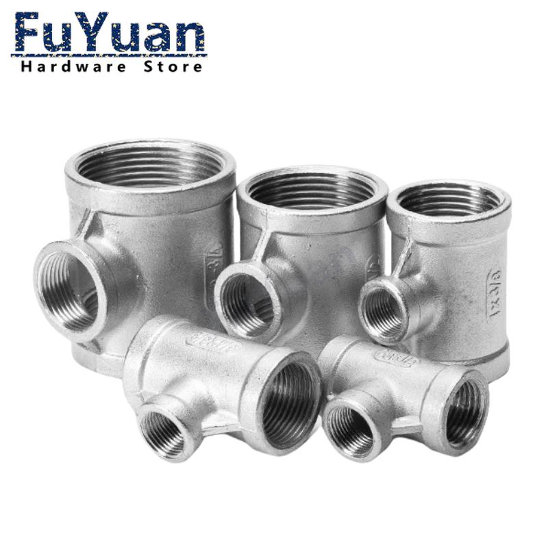 1/4'' - 2'' BSP Female Thread Reducing Tee Type 304 Stainless Steel Adapter Water Casting Pipe Fitting Joint 3 Ways Connector Fuel System Fittings7