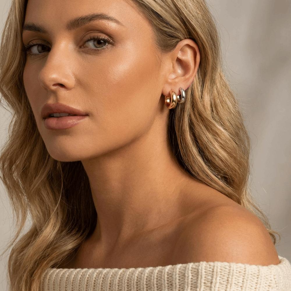 8/10mm Titanium Hoop Earring Silver Earlobe Piercing Jewelry Punk Cartilage Circle Earring Daily