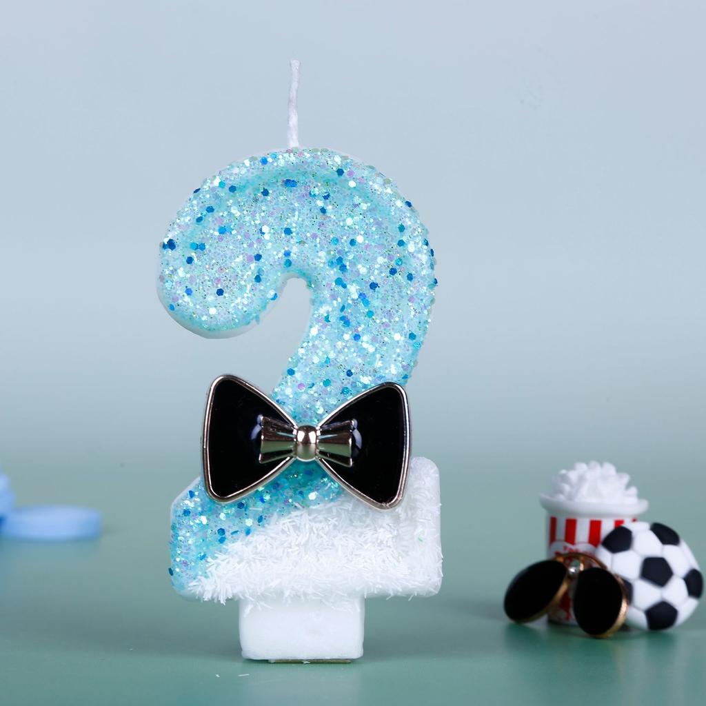 Birthday Candles Blue Glitter Birthday Cake Candles Number Candles Cake Topper Decoration for Wedding Party Kids Adults Number 5