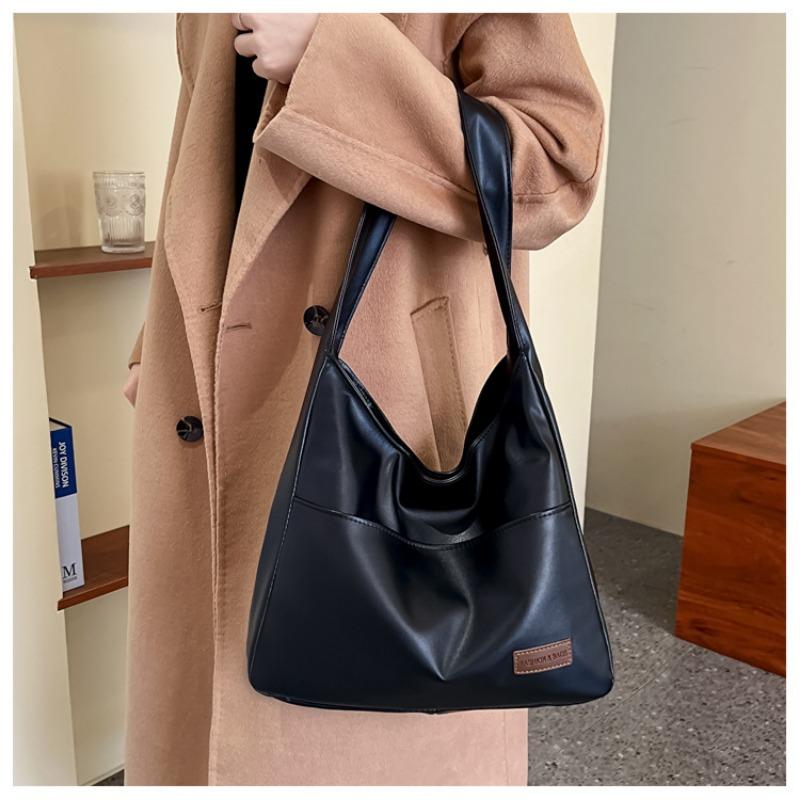 Large-capacity retro bag women's new trendy texture tote bag college student class shoulder bag simple casual bag