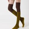 College Style Pressure Comic Leg Black and Gray Contrasting Over-the-knee Socks Women's Striped Slimming Autumn and Winter Thigh Socks