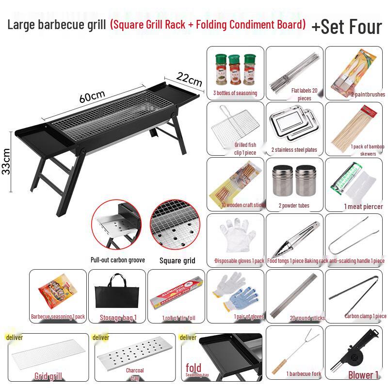 Portable Charcoal BBQ Grill Large