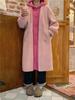 Women's Faux Two-Piece Hooded Lamb Wool Coat - Thick, Stylish Korean Winter Long Coat