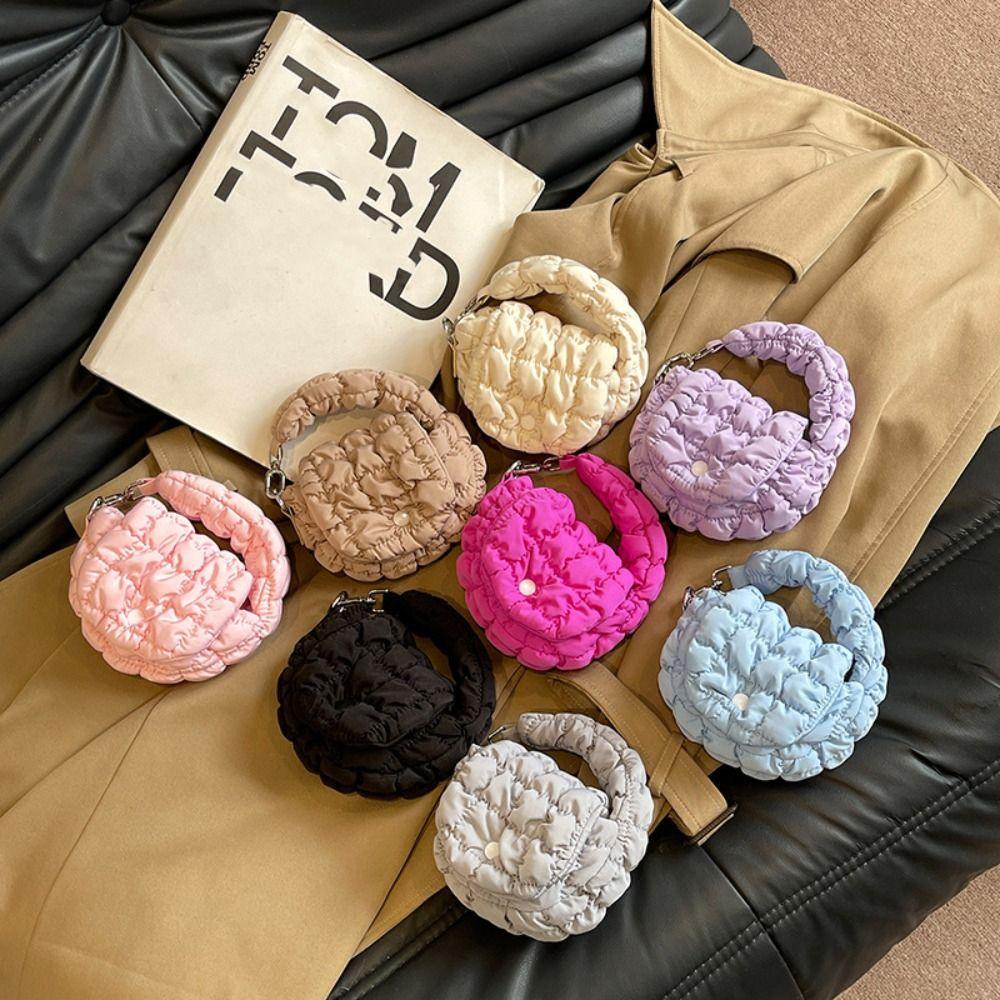 Quilted Cloud Pleated Coin Purse Solid Color Bag Pendant Cute Card Bag  Key Bag