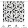 Halloween Dekor Duschvorhang Set Schwarz und Weiß Hexe Katze Kürbis Geister Fledermäuse Halloween Muster Polyester Wasserdicht Waschbar