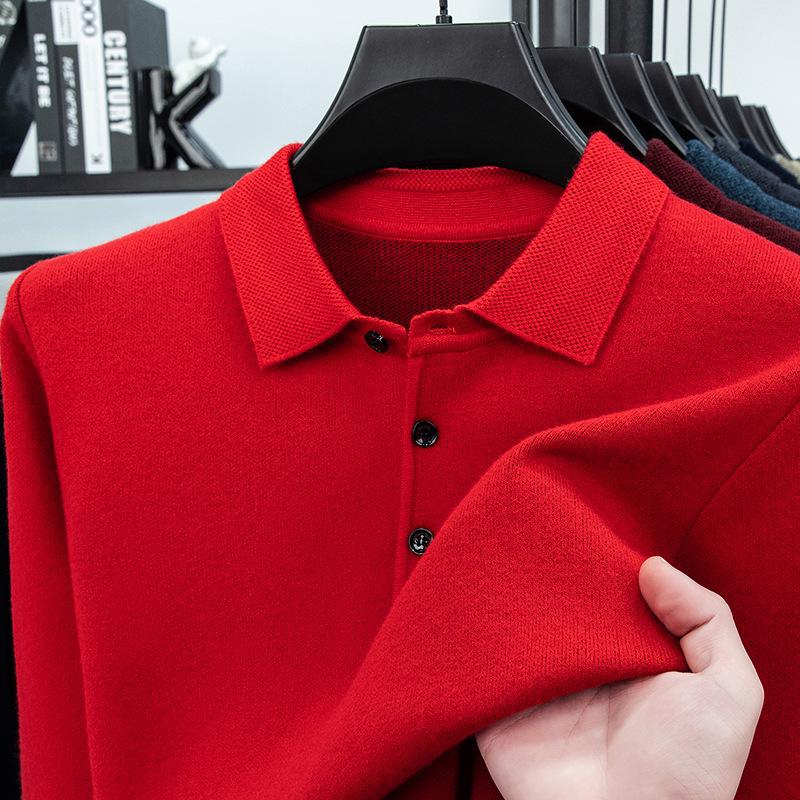 Men's Autumn/Winter Business Casual Loose Knit Sweater with Thickened Lapel