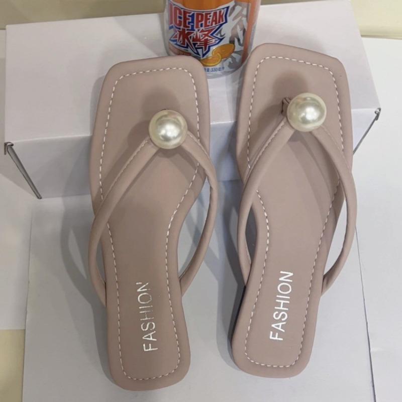 Summer New Toe Square Head Flat Bottom Fashionable and Comfortable Lazy Drag Light Casual Flip-flops