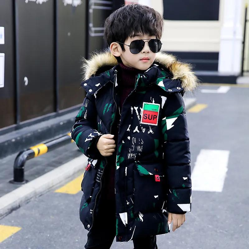 Boys and Children's Winter Clothes Down Cotton Clothes Mid-length Warm Parka Jackets Thick Jackets