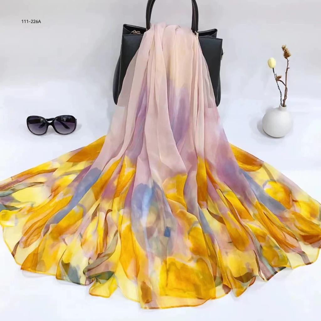 Silk Scarf Women Hijab Pashmina Long Beach Stoles Shawl Wrap Headbands Spring Warm Scarves Bandana Ladies Neckscarf Foulard