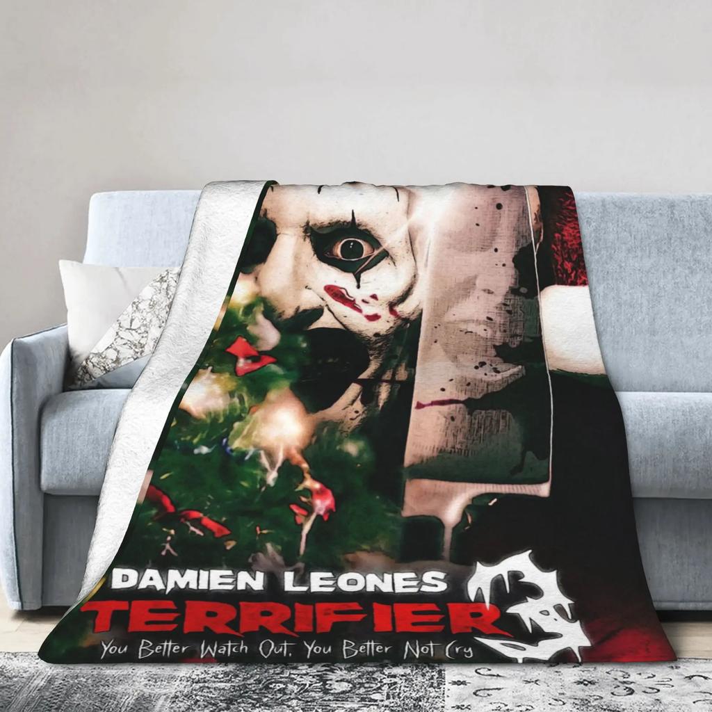 Terrifier Horror Movie Flannel Blanket Soft Warm Throw for Couch Chair Bed Sofa Cozy Bedspread for Girls and Boys Winter Home D