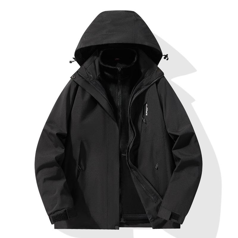 Outdoor Mountaineering Suit Jacket Three-in-one Detachable Wind-proof Waterproof Female Coat Couple Fleece Two-piece Suit